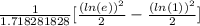 \frac{1}{1.718281828}[\frac{(ln(e))^2}{2}-\frac{(ln(1))^2}{2}]