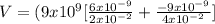 V=(9x10^{9}[\frac{6x10^{-9} }{2x10^{-2} \\}  + \frac{-9x10^{-9} }{4x10^{-2} } ]