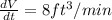 \frac{dV}{dt}=8 ft^3/min