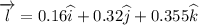 \overrightarrow{l}=0.16\widehat{i} + 0.32\widehat{j}+0.355\widehat{k}