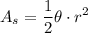 \displaystyle A_s=\frac{1}{2}\theta\cdot r^2