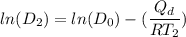 ln(D_{2})=ln(D_{0})-(\dfrac{Q_{d}}{RT_{2}})