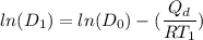 ln(D_{1})=ln(D_{0})-(\dfrac{Q_{d}}{RT_{1}})