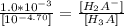 \frac{1.0*10^{-3}}{[10^{-4.70}]}= \frac{[H_2A^-]}{[H_3A]}