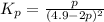 K_p=\frac{p}{(4.9-2p)^2}