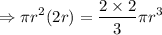 $\Rightarrow \pi r^2 (2r) = \frac{2\times2}{3} \pi r^3