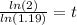 \frac{ln(2)}{ln(1.19)}=t