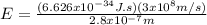 E = \frac{(6.626x10^{-34}J.s)(3x10^{8}m/s)}{2.8x10^{-7}m}