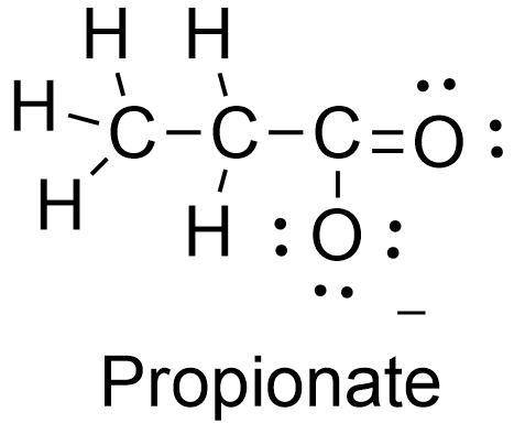 Propanoic acid (propionic acid) has the formula CH3CH2COOH. Draw the conjugate base, that is, the st