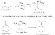 Imagine that a chemist has cyclohexanone, triphenylphosphine, butyllithium, and 2-bromobutane. Draw