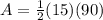 A=\frac{1}{2}(15)(90)