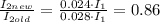 \frac{I_{2new}}{I_{2old}} =\frac{0.024\cdot I_1}{0.028\cdot I_1}= 0.86