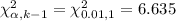 \chi^{2}_{\alpha, k-1}=\chi^{2}_{0.01, 1}=6.635