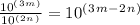 \frac{10^(^3^m^)}{10^(^2^n^)} = 10^(^3^m^-^2^n^)