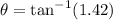 \theta=\text{tan}^{-1}(1.42)