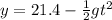 y = 21.4 - \frac{1}{2}gt^2