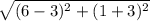 \sqrt{(6-3)^{2}+(1+3)^{2}  }