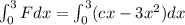 \int_{0}^{3} Fdx=\int_{0}^{3}(cx-3x^2)dx