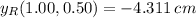 y_{R} (1.00,0.50) = -4.311\,cm
