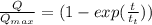 \frac{Q}{Q_{max} } =(1-exp(\frac{t}{t_{t} } ))