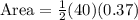 \text {Area}=\frac{1}{2}(40)(0.37)