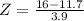 Z = \frac{16 - 11.7}{3.9}