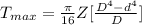 T_{max} = \frac{\pi}{16} Z [\frac{D^{4} - d^{4}  }{D} ]