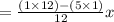 =\frac{(1\times12)-(5\times1)}{12}x