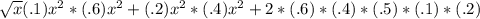 \sqrt{x} (.1)x^{2} * (.6)x^{2}  + (.2)x^{2}  * (.4)x^{2}  + 2 * (.6) * (.4) * (.5) * (.1) * (.2)