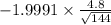 -1.9991 \times {\frac{4.8}{\sqrt{144} }