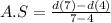 A.S=\frac{d(7)-d(4)}{7-4}
