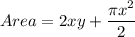 Area = 2xy + \dfrac{\pi x^{2}}{2}