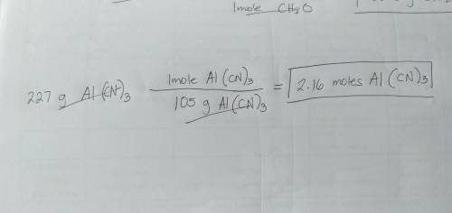 How many moles of Al(CN)3 are in 227 g of the compound?