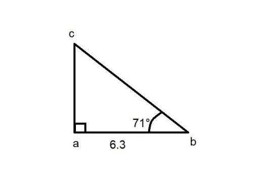 Find the length of side bc ab=6.3 And there is a angle of 71 Use CAH