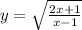 y=\sqrt{\frac{2x+1}{x-1}}