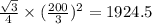 \frac{\sqrt{3}}{4}\times (\frac{200}{3})^{2} = 1924.5