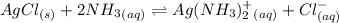 AgCl_{(s)}+2NH_3_{(aq)} \rightleftharpoons Ag(NH_3)_2^+_{(aq)} + Cl^-_{(aq)}