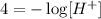 4=-\log [H^+]