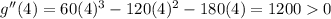 g''(4)=60(4)^{3}-120(4)^{2}-180(4)=12000