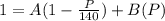 1 = A(1-\frac{P}{140})+B(P)