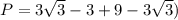 P=3\sqrt{3}-3+9-3\sqrt{3})
