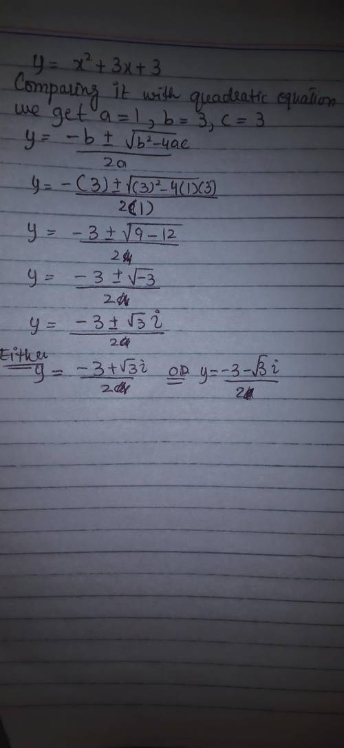 What si the answer to the following question y = x ^2 + 3 x + 3