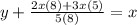 y+\frac{2x(8)+3x(5)}{5(8)} =x