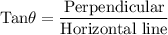 \rm Tan\theta = \dfrac{Perpendicular}{Horizontal \ line}