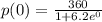 p(0)=\frac{360}{1+6.2e^{0}}