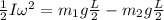 \frac{1}{2}I\omega^2 = m_1g \frac{L}{2} - m_2 g\frac{L}{2}