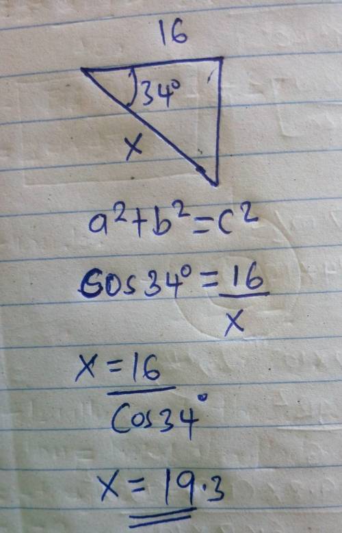 Solve for x, a2+b2=c2 i just don’t have a calculator to do it with