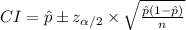 CI=\hat p\pm z_{\alpha/2}\times \sqrt{\frac{\hat p(1-\hat p)}{n}