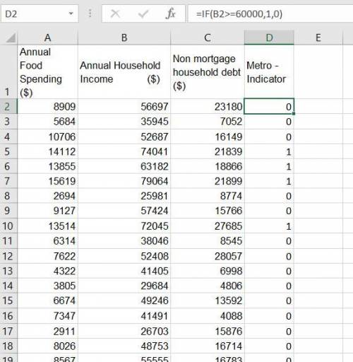 Use Excel to develop a regression model for the Consumer Food Database (using the Excel Databases.x