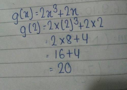 What is g(2) for g(x) = 2x3 +2x ? What is the andwer